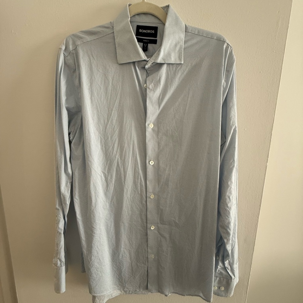 Bonobos Blue Dress Shirt Elegant Cotton Blend